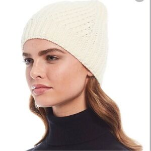 REBECCA MINKOFF Embroidered Peak Beanie in Ecru